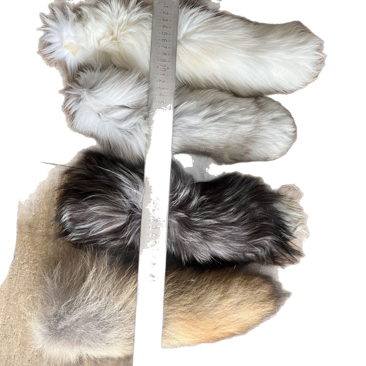 in stock Fox Tail Real Fur Natural Color Big Hair Silver Fox Tail Wolf Tail