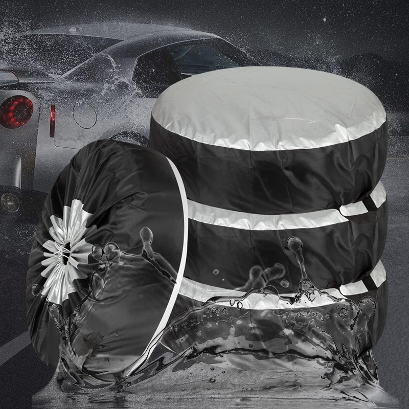 Car Tire Cover 190t Silver-Coated Cloth Spare Tire Cover Can Be Printed with Logo, Waterproof and Stain-Resistant Tire Cover, Sun Protection Protective Cover