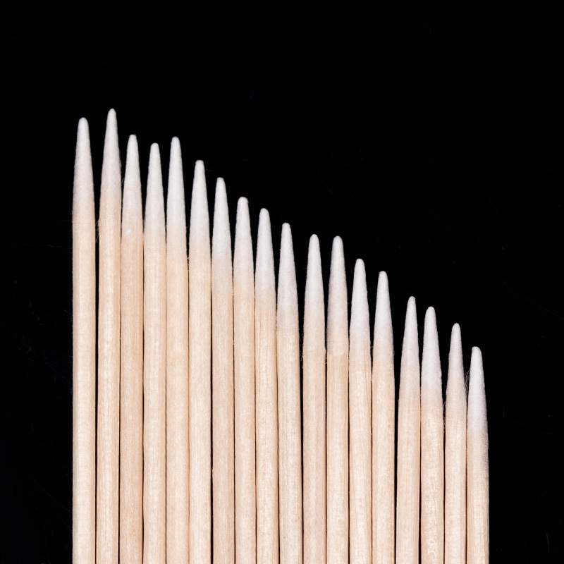 Disposable Tattoo Cotton Swabs with Pointed Tips, Small Head, Fine Tip, Wooden Single-Head Sticks, Small Cotton Swabs, Eyeliner Sanitary Swabs