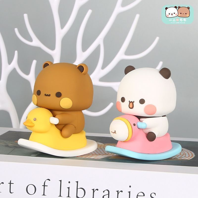 Panda One and Two and Cloth Tabletop Doll Hand-held Car Small Ornaments Cartoon Cute Animation Peripheral Tide Play Doll