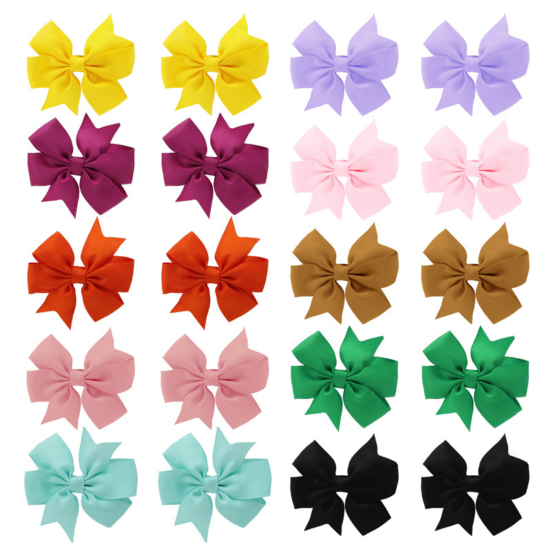 Cross-Border Amazon Foreign Trade Handmade Baby V-Shaped Swallowtail Hexagonal Knot Satin Ribbon Bow Hairpin Hair Accessory Children's Headwear