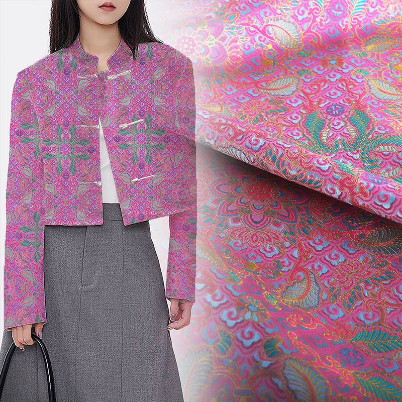 Ткань для жакета "FS044 Цветная Лин Бао Сянхуа", имитация жаккардового брокада, новая китайская одежда