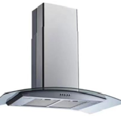 Island-Style Range Hood with Top Suction, Flat Cover, Island-Mounted, Square Shape, Reversible Switch, European and American Standard Plug