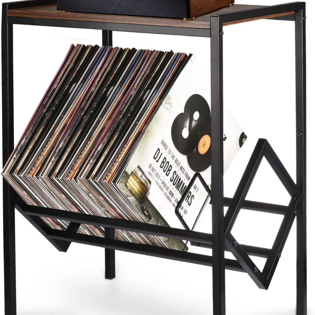 Iron double-layer vinyl record rack bedroom living room recorder side table living room record rack storage rack