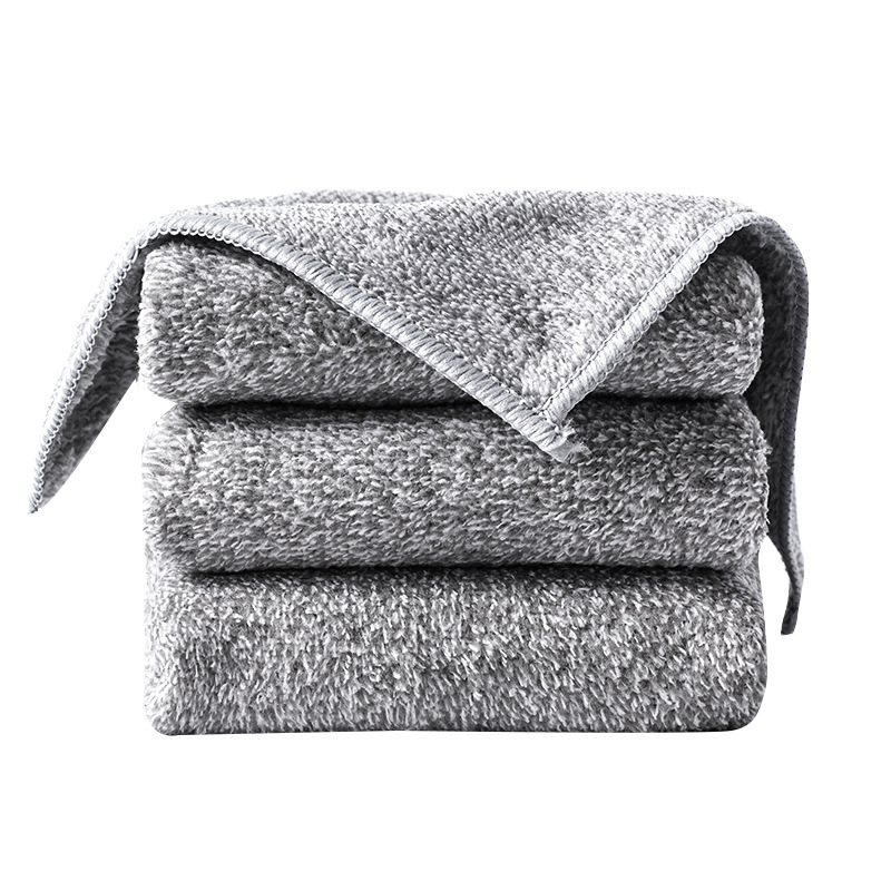 T wholesale bamboo charcoal fiber dish towel strong absorbent non-oily kitchen cleaning scouring pad absorbent rag dish towel