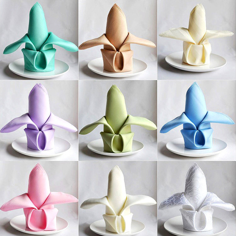 Napkin Cloth Mouth Cloth Solid Color Red Hotel Hotel Western Restaurant Cafe Place Mat Cloth Folded Flower Slippery Cloth Wipe Cup Cloth