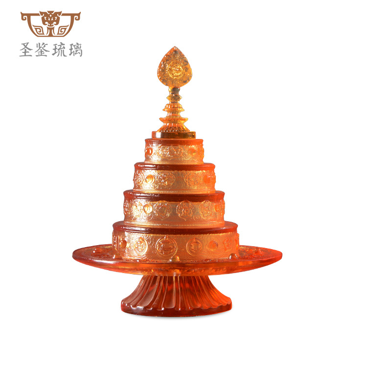 Manza Plate Holy Scripture Glazed Offering Supplies Ornaments Buddhist Temple Ancestral Hall Home Decoration Carved Tantric Instruments