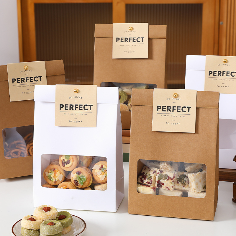 Коричневая упаковочная бумага, пакет для печенья, снежинка хрустящая, клейкие рисовые лодочки, конфеты, нуга, ириска, коробка для еды, выпечка