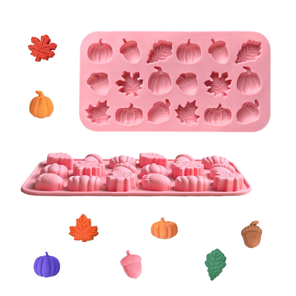 18 Pieces of 9 Pumpkin Maple Leaf 782 Chocolate Candy Cookies Halloween Silicone Molds