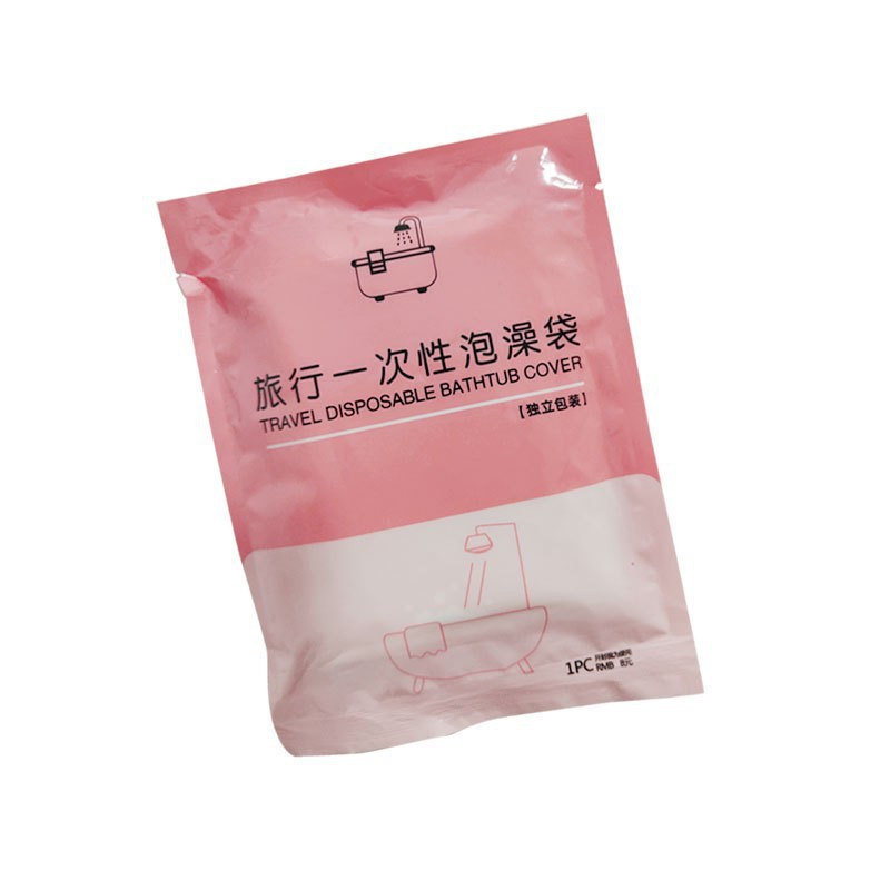 Thickened Disposable Bath Bag for Large Families and Hotels, Wooden Barrel Bathtub Bag Cover, Large Bath Folding Bag