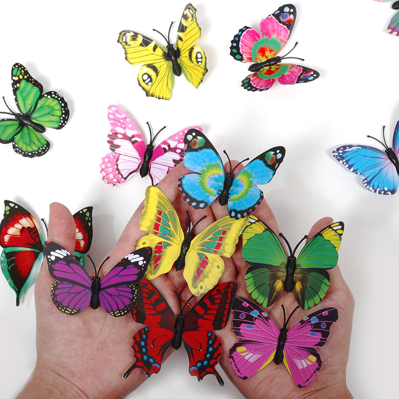 Factory direct 7cm simulation butterfly 6 color selection color butterfly pin magnetic creative refrigerator wall decoration