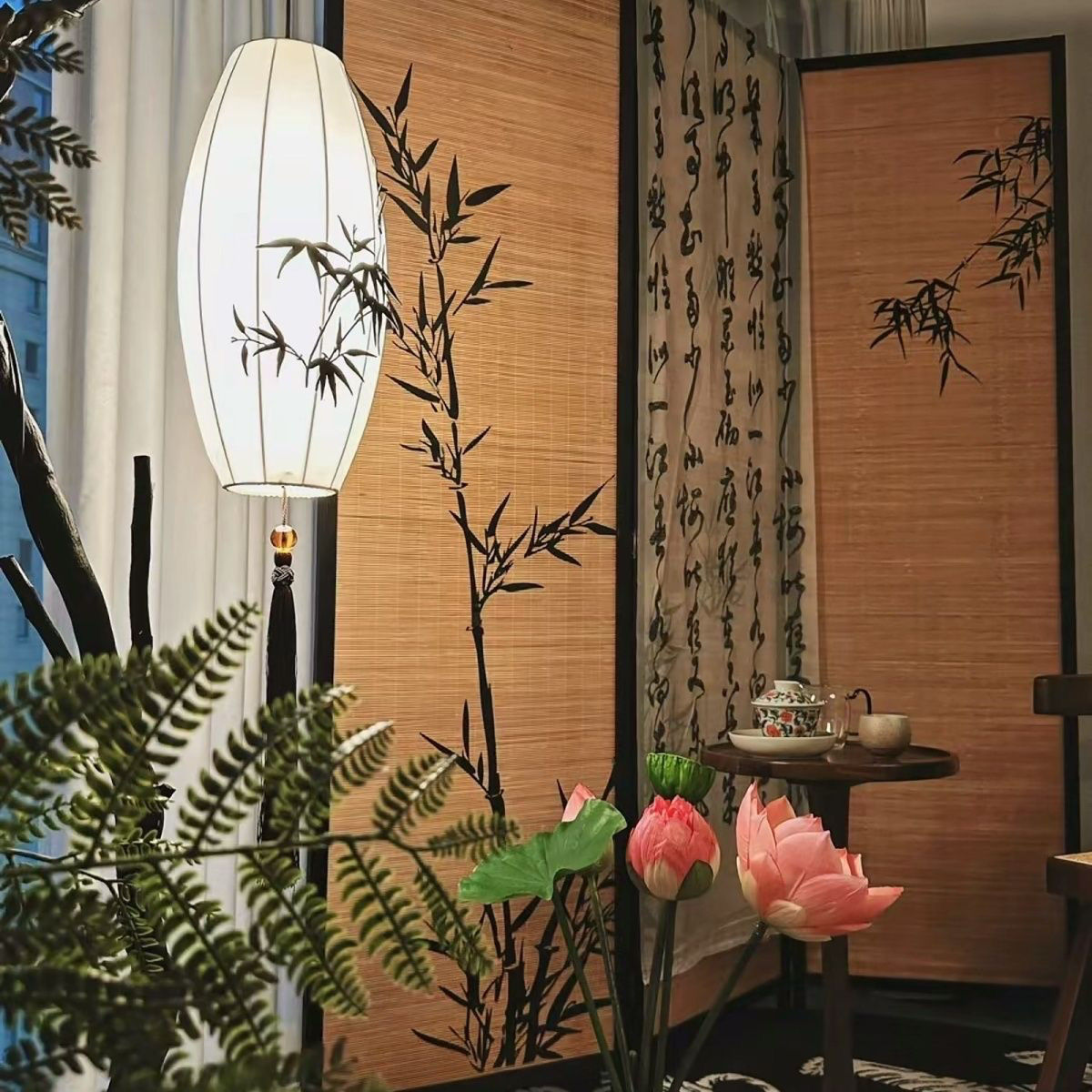 Retro Style Branch Chinese Zen Floor Lamp Living Room Simple Tea Room Study Atmosphere Lamp Fabric Lantern Fishing Lamp