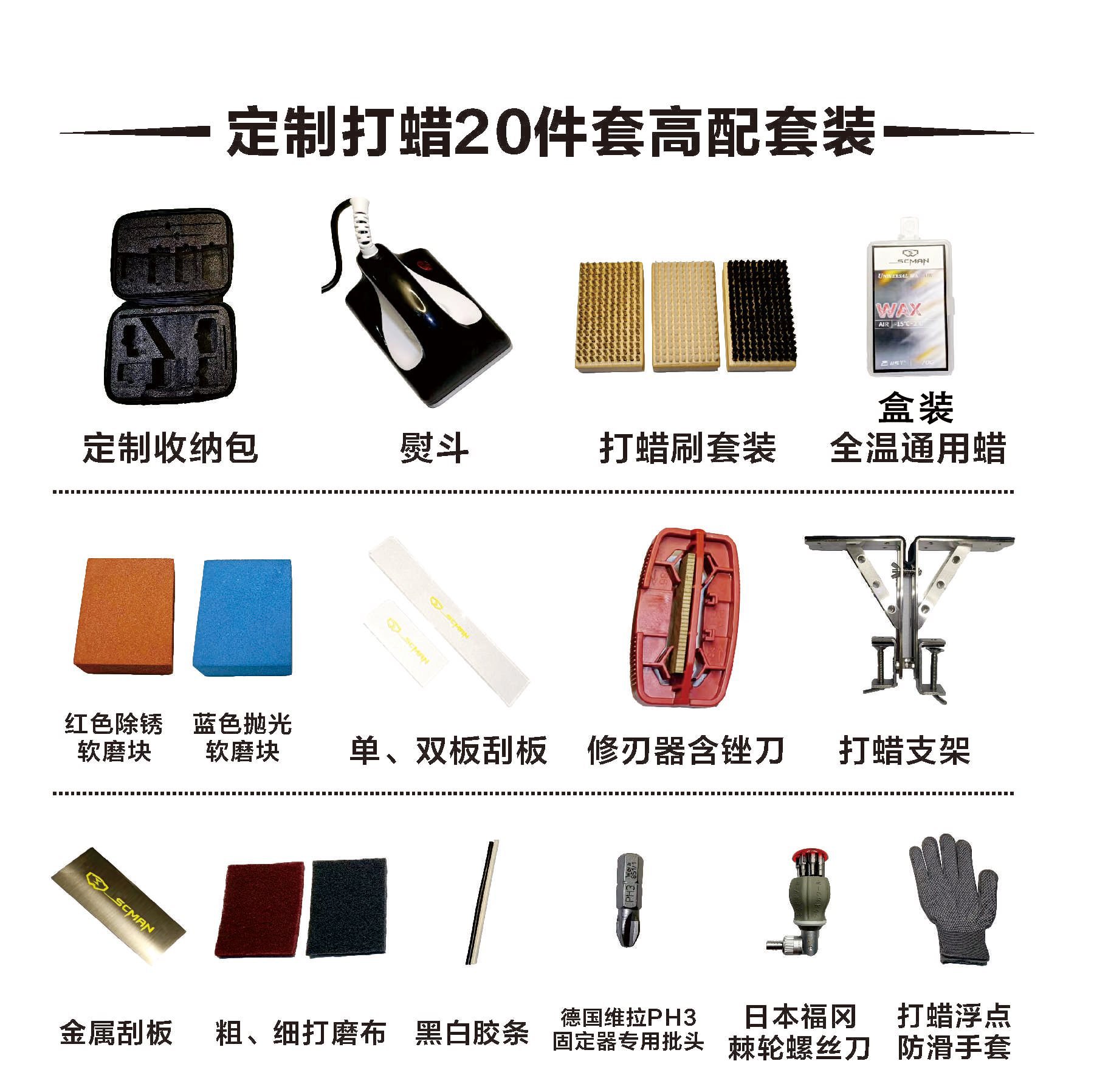 Snowboard Maintenance Kit, Snowboard Repair Tools, Waxing Iron Set, Maintenance, Edge Opening, Bottom Repair, Metabo