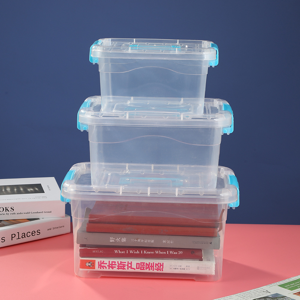 Factory wholesale transparent plastic storage box with lid building blocks toy organizing box sundries Books food storage box