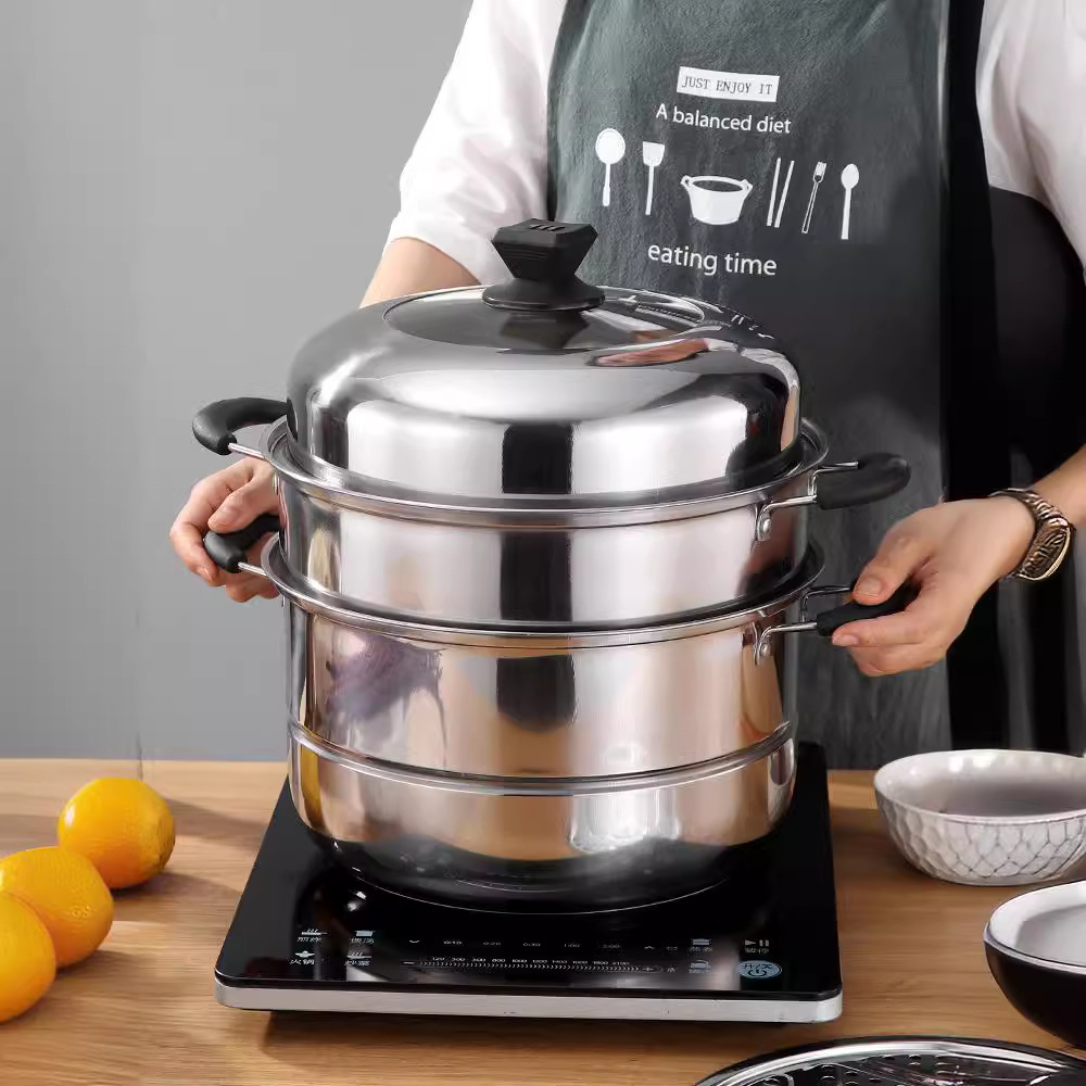 Stainless Steel Steamer Thickened Soup Steamer Single Layer Double Layer Two Layer Three Layer Steamer Steamer Multi-Layer Gift