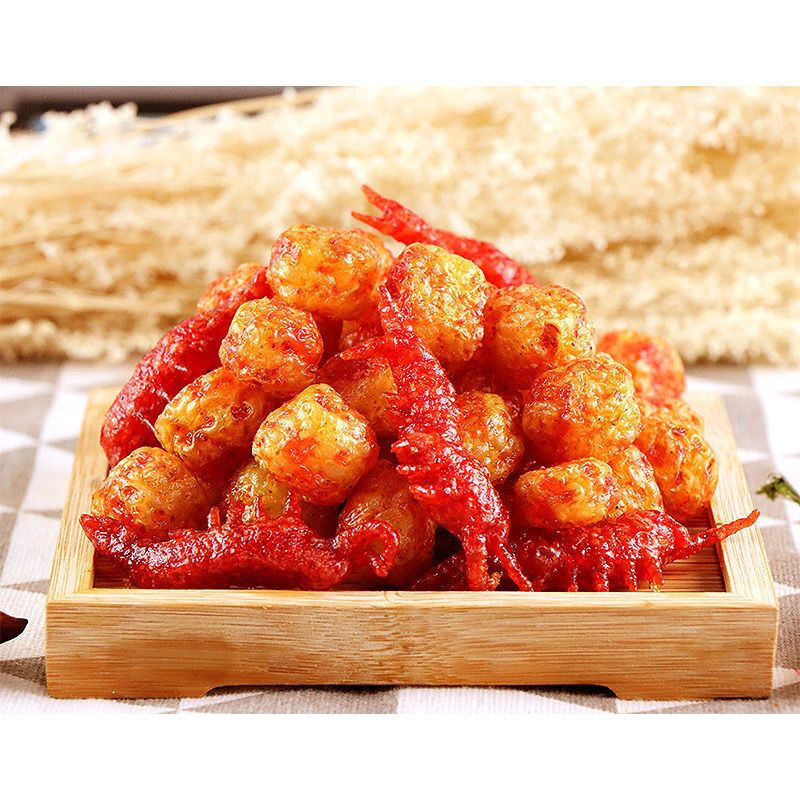 [Lightning Warehouse Specially Supply] Pingru Shrimp Fish Egg Spicy Strips Spicy Flavor 20G/Bag Spicy Gluten Spicy and Crispy