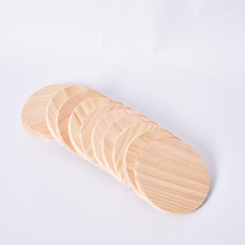 Cross-border supply solid wood coaster coffee cup heat insulation pad creative round square drawing board tag wooden anti-scalding pad
