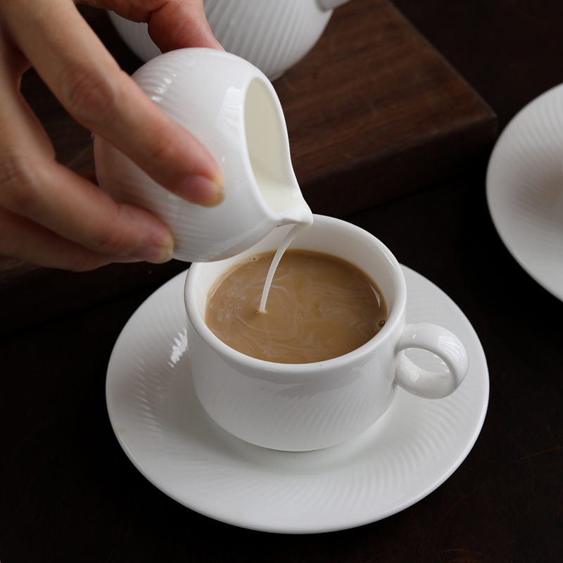 Customized Coffee Set Set Ceramic Household Casual Coffee Cup and Saucer Modern Minimalist Style Solid Color Ceramic Cup