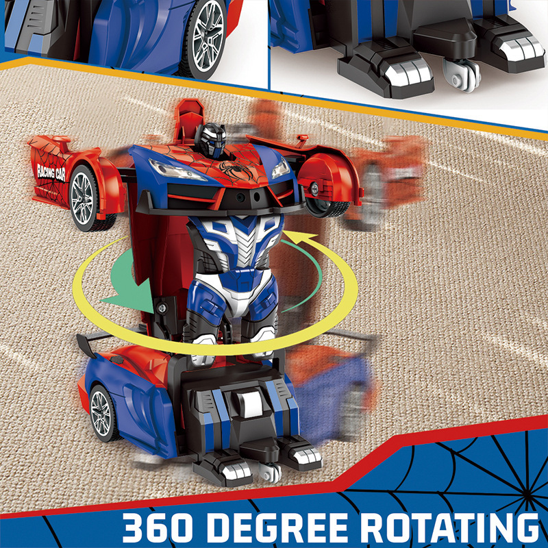 Cross-Border New Product Spider Transformation Car One-Click Demonstration Transformation Robot Simulation Police Car Light Racing Children's Toy