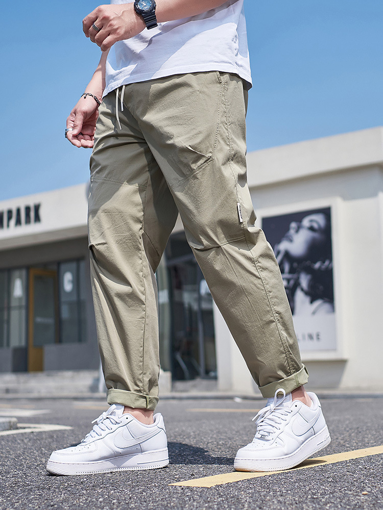 K3043 | Commuter thin overalls summer new Jagger brocade cotton net color tapered straight tube loose pants men