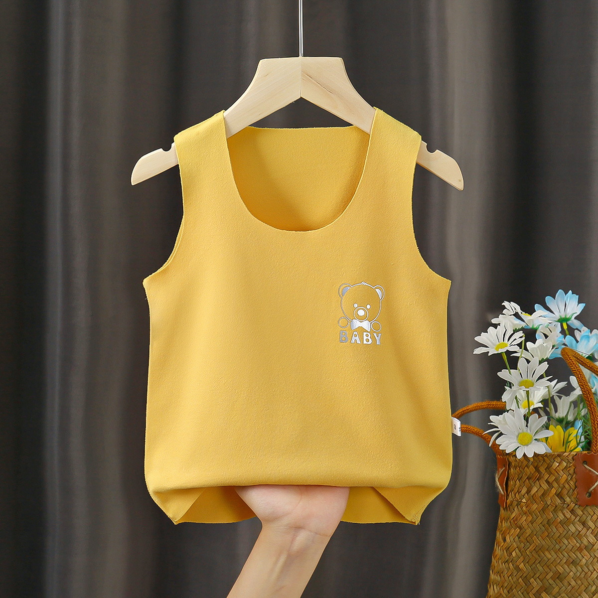 Children's Velvet Vest Autumn and Winter Infant and Toddler Seamless Boy's Inner Wear Girl's Warm Baby Vest Vest