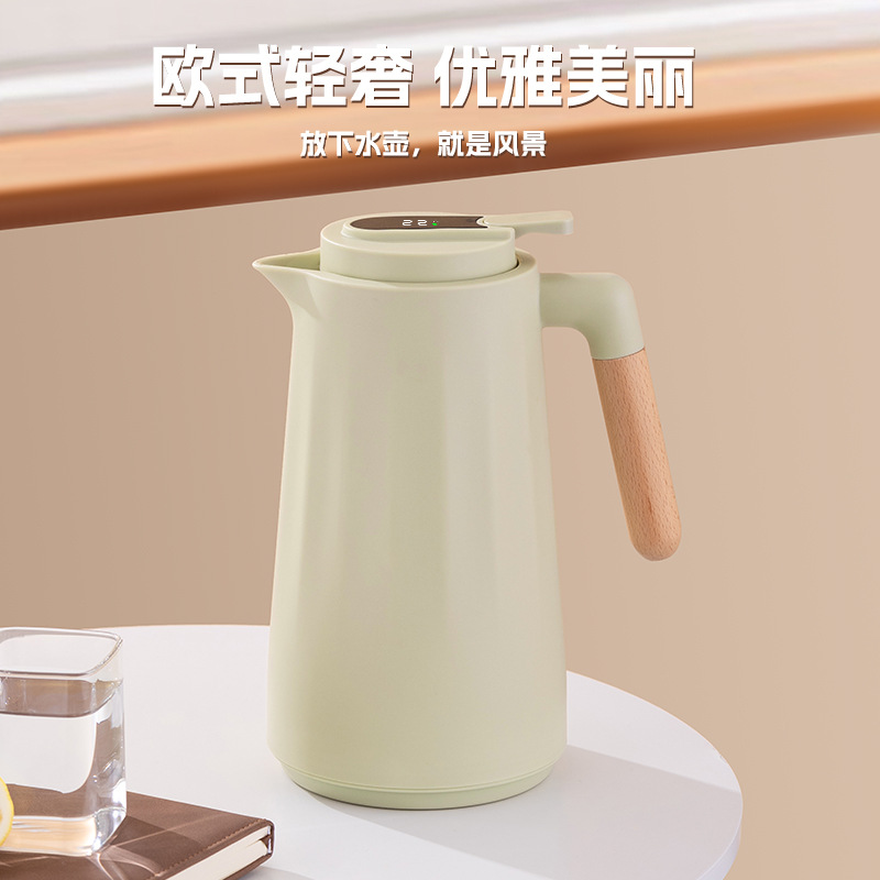 Cross-Border Insulated Water Kettle Household Wooden Handle Large Capacity Coffee Pot Dormitory Thermo Hot Water Water Kettle Insulated Water Kettle Cup Convenient