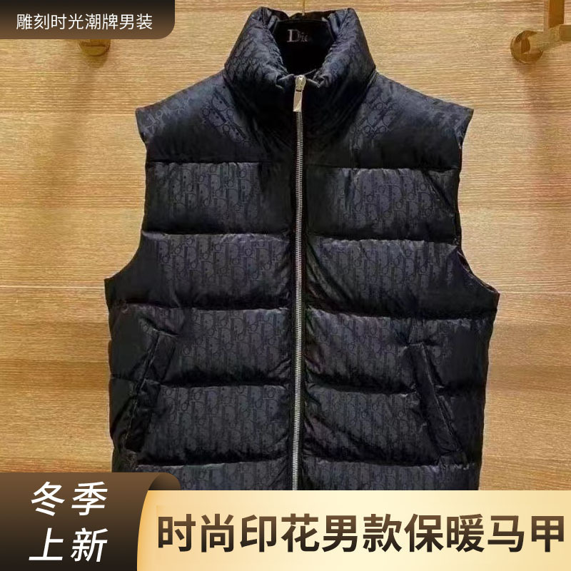 Новый жилет из пуха для мужчин, куртка, модный, теплый, с принтом