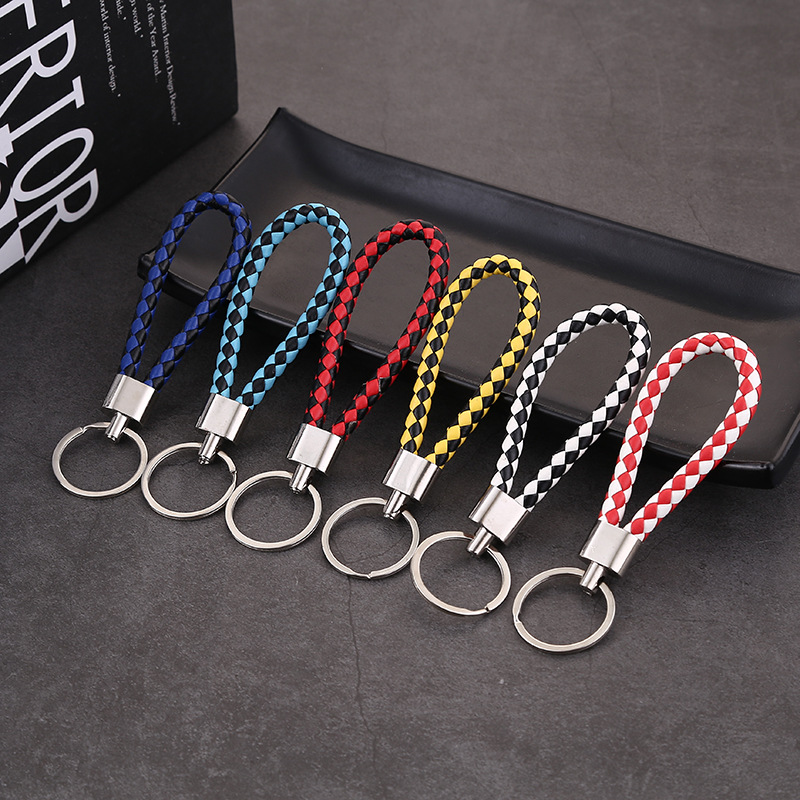 Creative new leather rope keychain woven car pendant color key rope pendant activity small gift jewelry