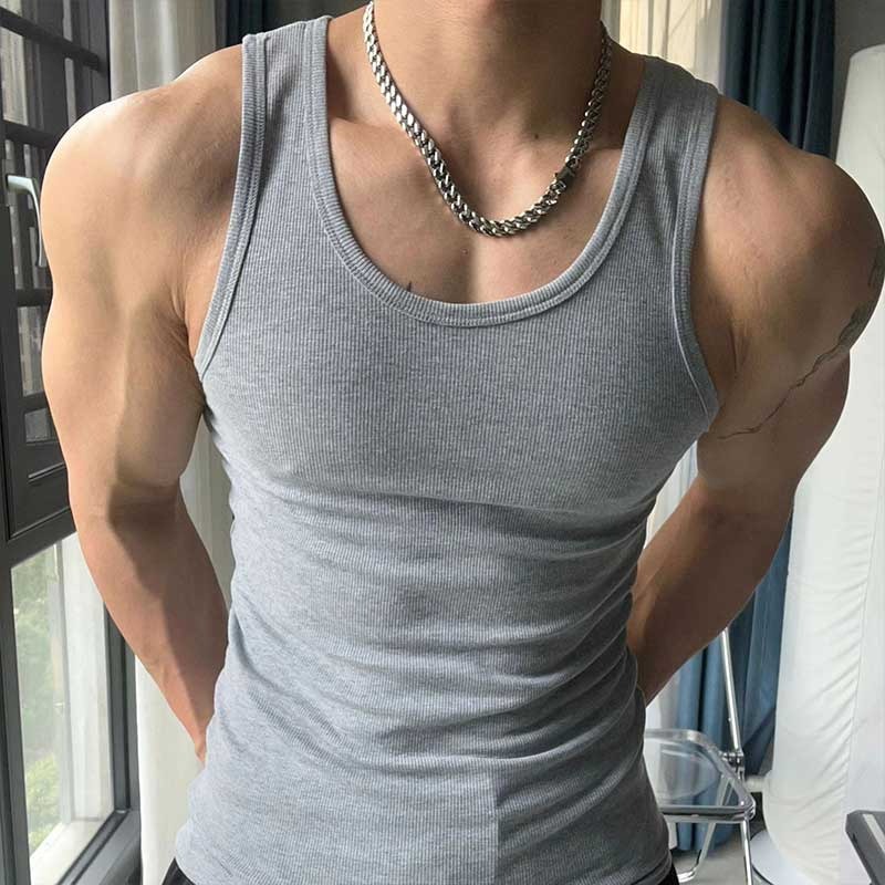 5 yuan Summer Men's Vest Cotton Inner Wear Traceless Sports Hurdle Cotton Underwear Wide Shoulder Spring, Autumn and Winter Base Undershirt