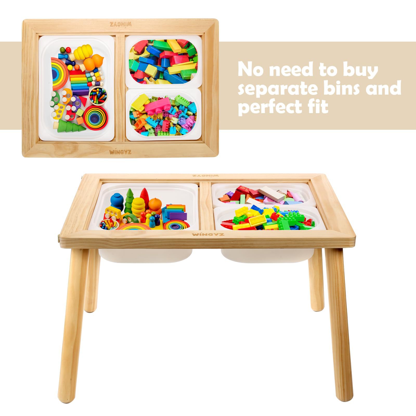 Kids Table Games Learning Dining Toy Storage Sensory Table Toddler Activity Table Storage Bin Boys Girls Gifts