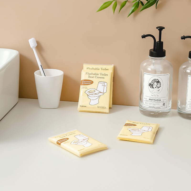 Cross-border English Degradable Disposable Toilet Cushion Paper Soluble Water Single Layer Toilet Cushion Enlarge Size