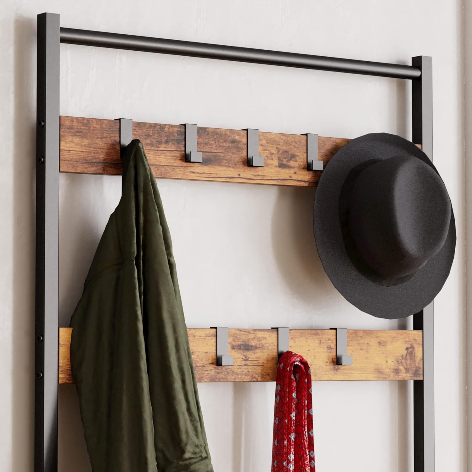 Ready-To-Sell Floor-Standing Coat Rack Multi-Functional Shoe and Hat Rack 9 Hooks Foyer Clothes Rack Multi-Functional Shoe Rack Multi-Layer