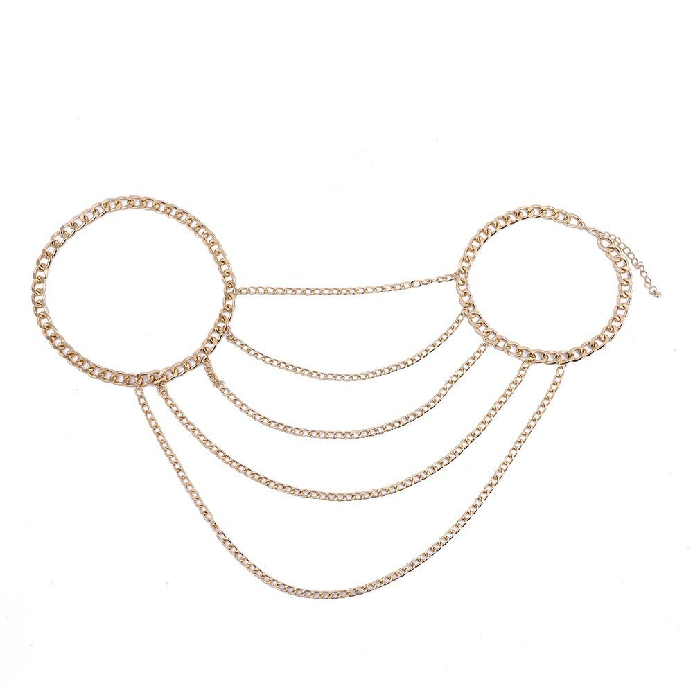 European and American cross-border Fashion Fashion necklace collarbone necklace sexy geometric U-shaped tassel shoulder body chain for women