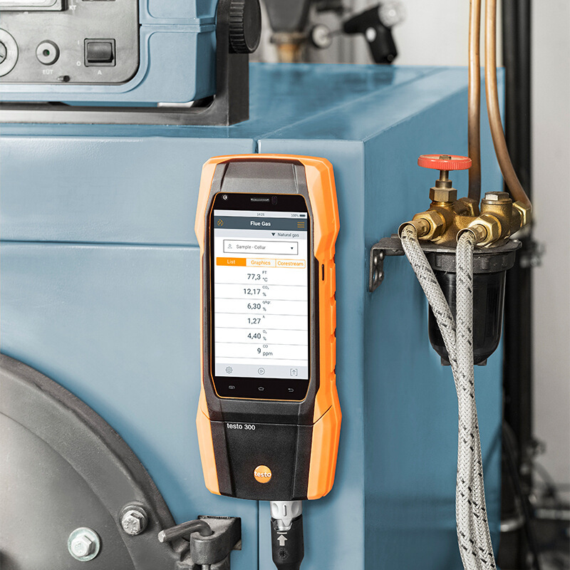 Анализатор дымовых газов Testo300 Портативный детектор эффективности сгорания котла Ручной датчик оксида азота