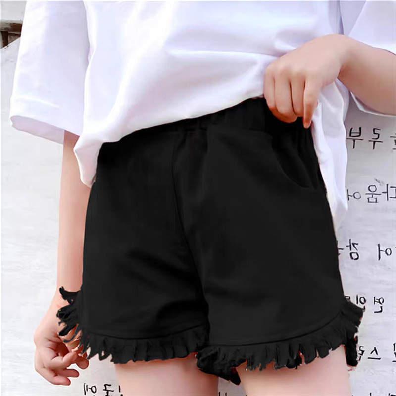 Girls' Denim Shorts Summer New Versatile Loose Fit for Toddlers and Older Children, Trendy Three-Quarter Length Shorts for Girls