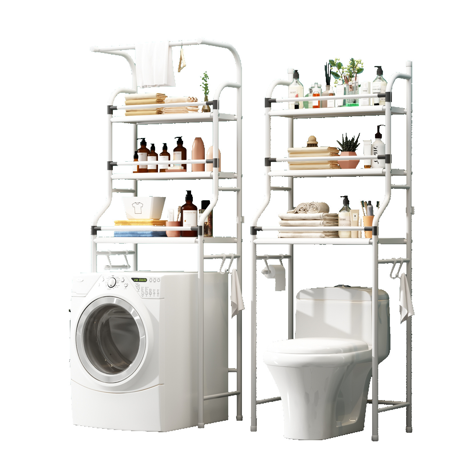 Cross-border Toilet Storage Rack Guardrail Anti-drop Storage Rack Laundry Rack Bathroom Storage Kitchen Storage Rack