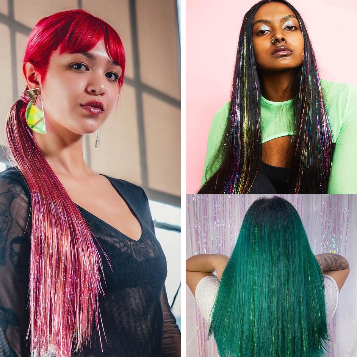 Amazon's Popular Tinselhair Laser Gold Wire Shiny Metal Wire Colorful Traceless Hair Extension Source Manufacturer