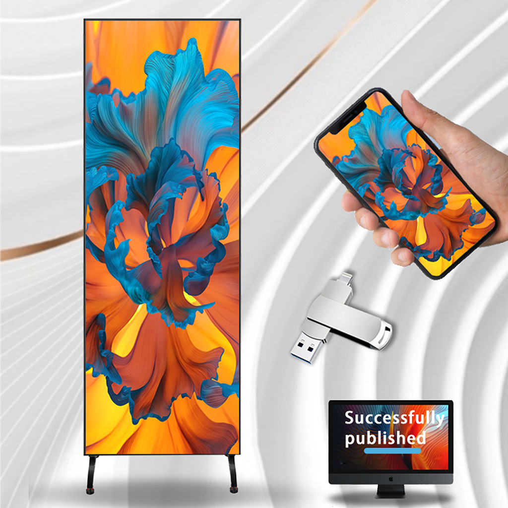 Vertical LED Advertising Display Network Video Playback HD All-in-One Landing LED Advertising Display