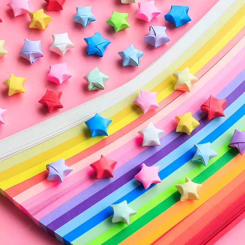 Gradient Star Origami Luminous Star Paper Strip Folded Star Origami Hand Origami Color Paper Hand Special Double-sided