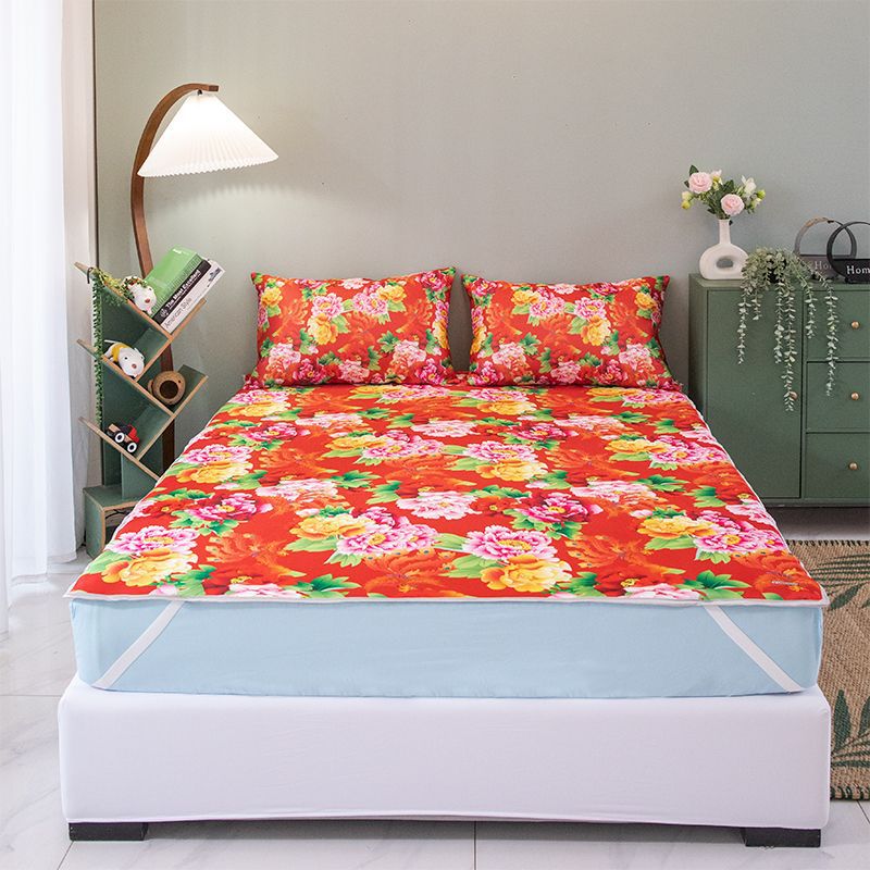Summer 2024 Nostalgic Northeastern Festive Large Flower Mat Milk Silk Four-Season Bedroom Ice Silk Mat Student Bed Mattress
