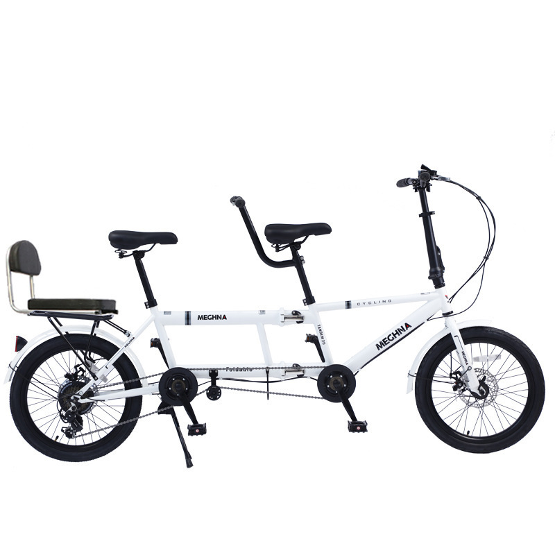 Factory Folding Double Bicycle Rental Direct Sales Variable Speed Two-Person Scenic Area Parent-Child Three-Person Sightseeing Family with Baby