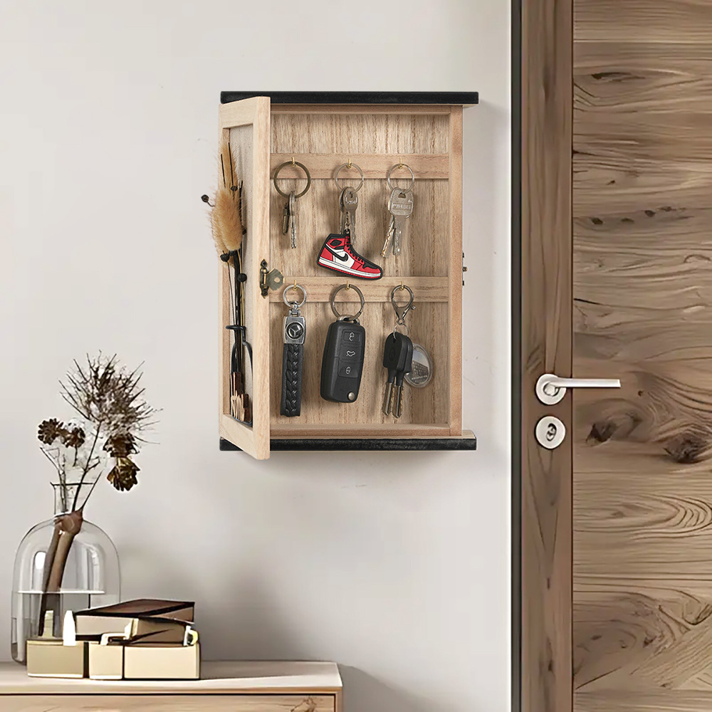 2025 Cross-border Wall-mounted Key Storage Box Entrance Hook Car Key with Lock Dust-proof Storage Box New Product