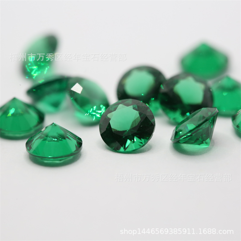 Искусственный заостренный круглый 3.0-8.0 зеленый нано свободный камень термостойкий изумруд нано восковый изумруд