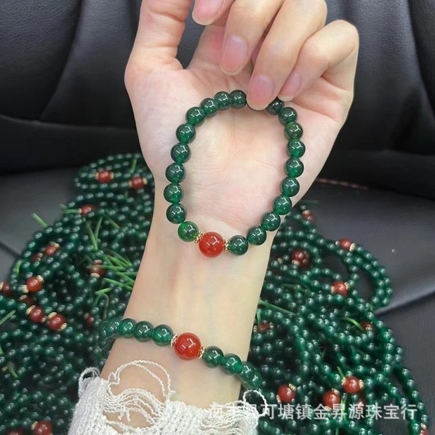 Натуральный зеленый агат, халцедон с красным агатом, женский браслет, оригинальный дизайн, онлайн-благосостояние