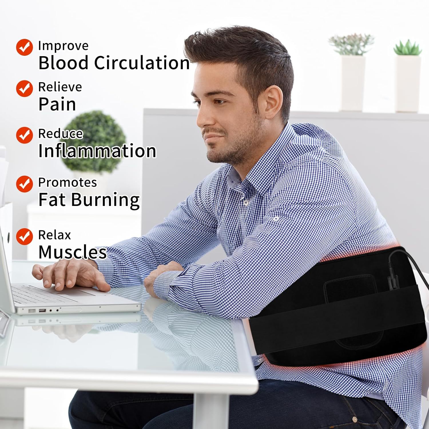 Cross-border red light belt warm palace protection belt household led timing hot compress sore physiotherapy fat reduction red light infrared