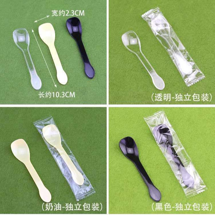 Factory spot wholesale disposable plastic spoon independent packaging transparent PS thick ice cream pudding yogurt spoon