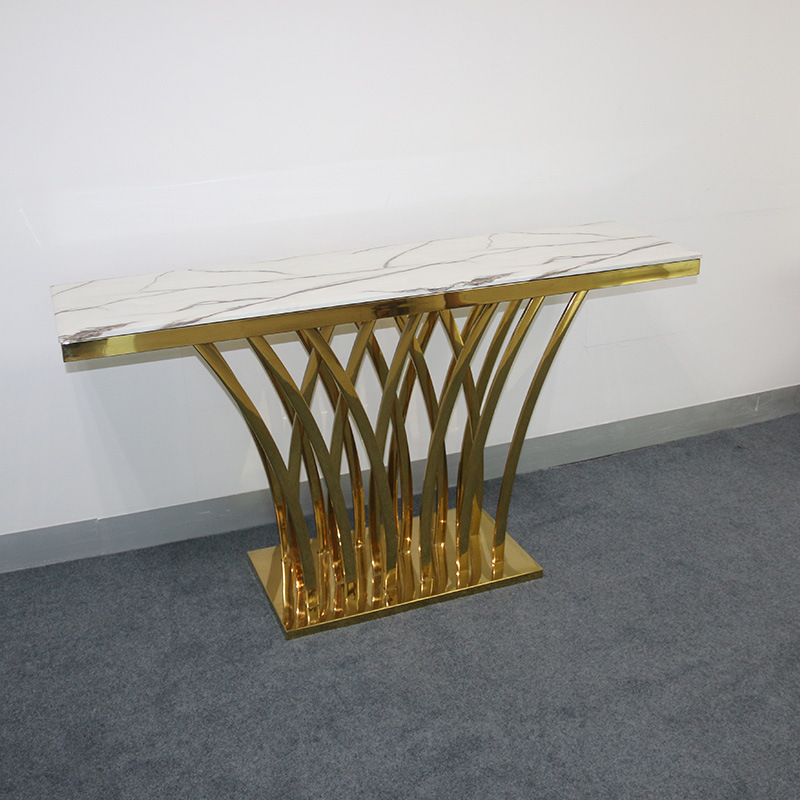 Simple light luxury stainless steel marble hallway table hotel Hall entrance table French hallway table