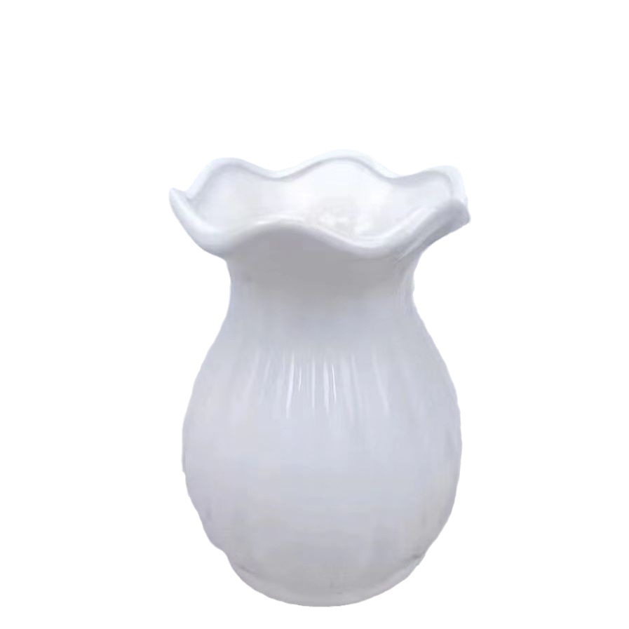 Crystal Rose Ceramic Vase Ruffled White Handmade Flower Pumpkin Durian Skirt Origami