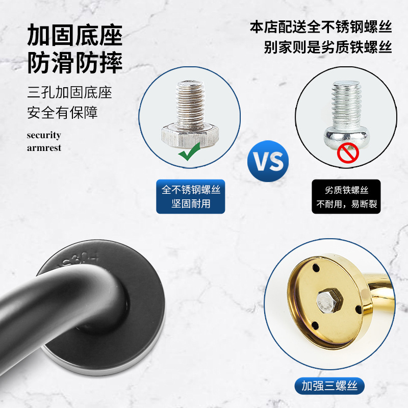 Cross-Border Thickened Stainless Steel Handrails for the Elderly Anti-Slip Handrails Bathroom Toilet Bathroom Toilet Handrails Wholesale