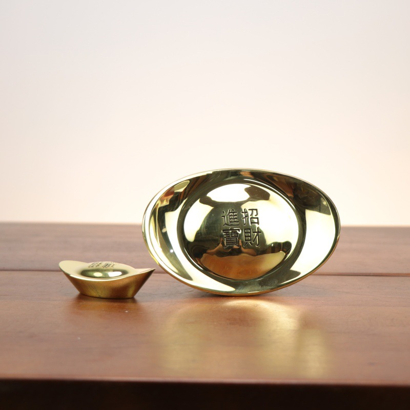 Solid Gold Ingot Brass Ornaments Props God of Wealth Living Room Cornucopia Decorations Opening Housewarming Craft Gifts